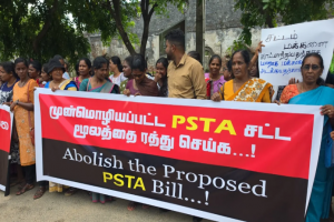 PSTA சட்டத்தை இரத்துச் செய்யக் கோரி யாழ்ப்பாணத்தில் போராட்டம்